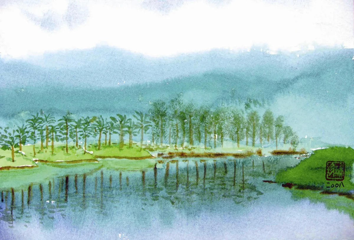 珍情角落藍天‧青山‧薄霧‧綠樹‧樹綠‧霧薄‧山青‧天藍