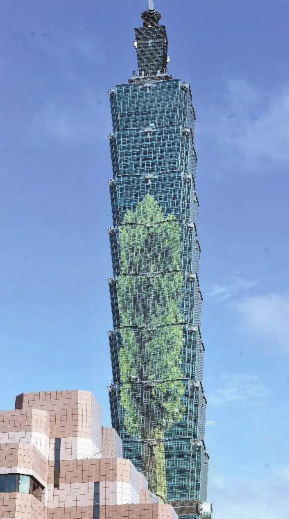 101大樓貼綠樹圖案