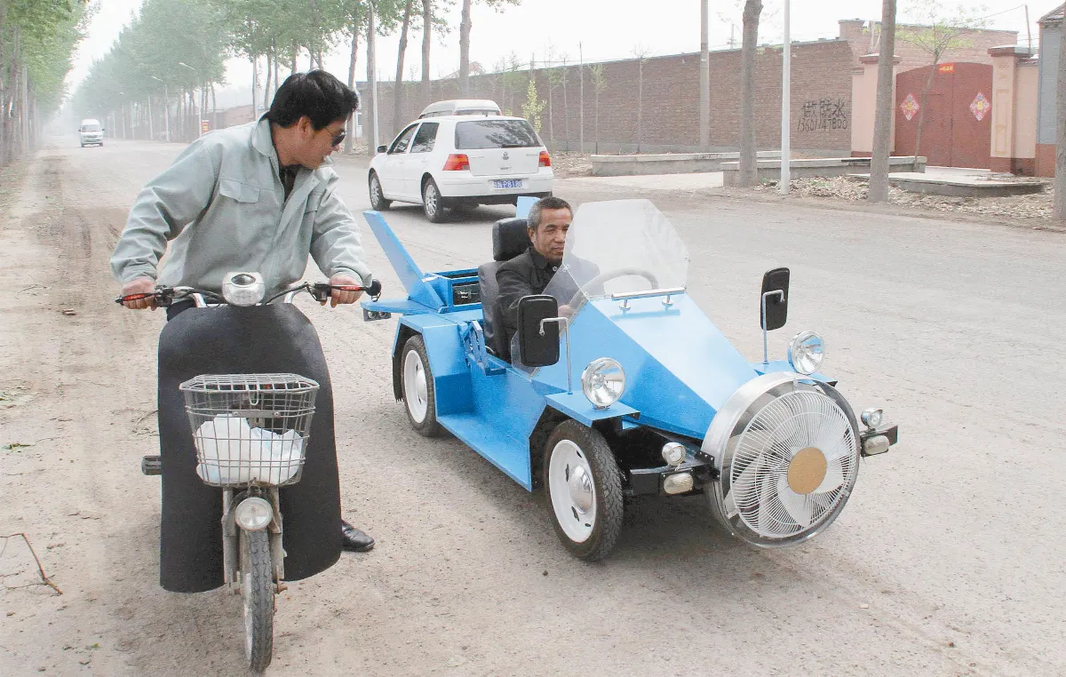 農民自製 風電跑車