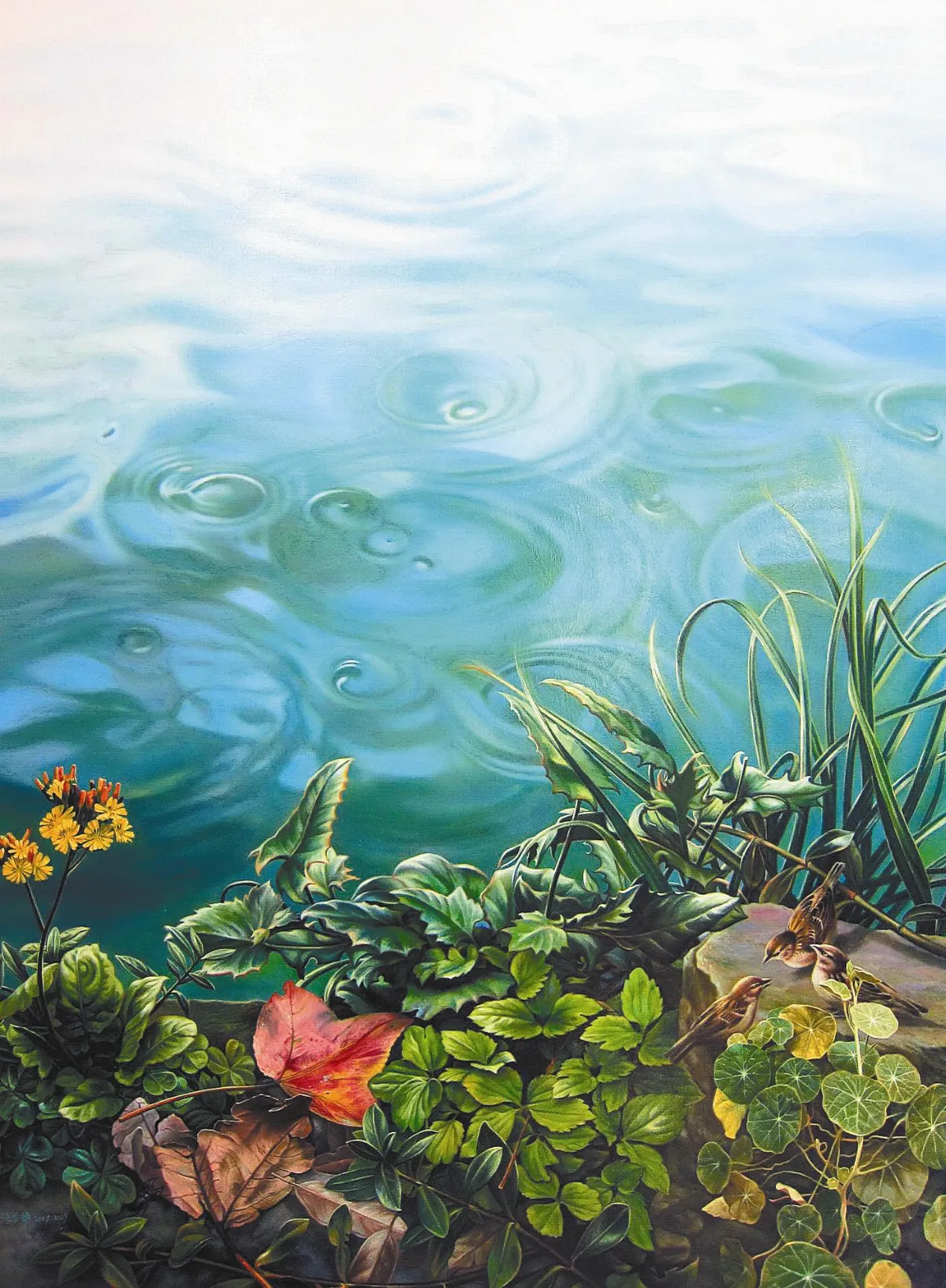 【南遠北側中台灣 — 張宜蓁  張堂  盧建昌  油畫三人展】 湖畔細雨