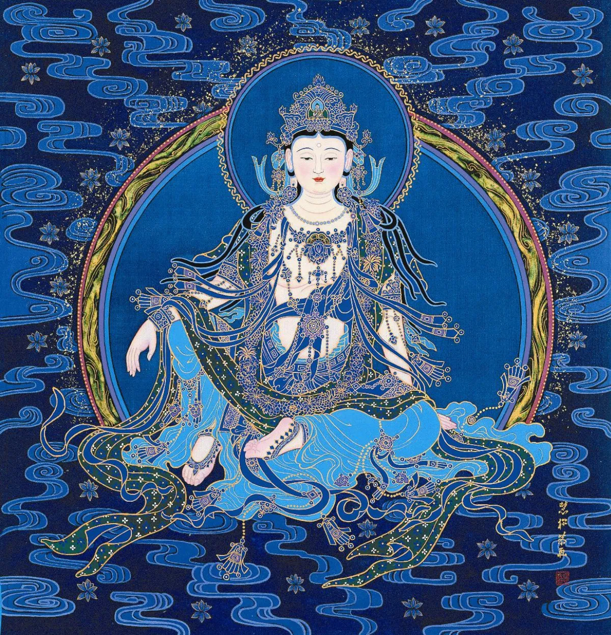 慧松居士岩彩佛畫 千年不褪色