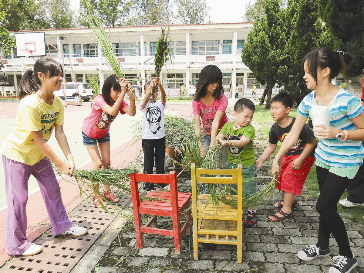 開墾校旁空地 左鎮小學童開心收割