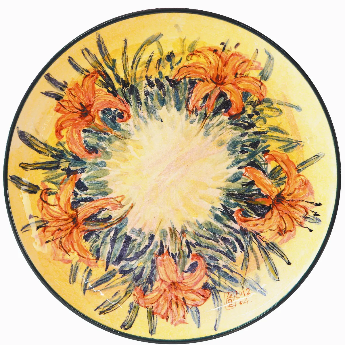 【鄉情 圓滿‧林耀堂2012個展】  圓盤上畫家鄉的花