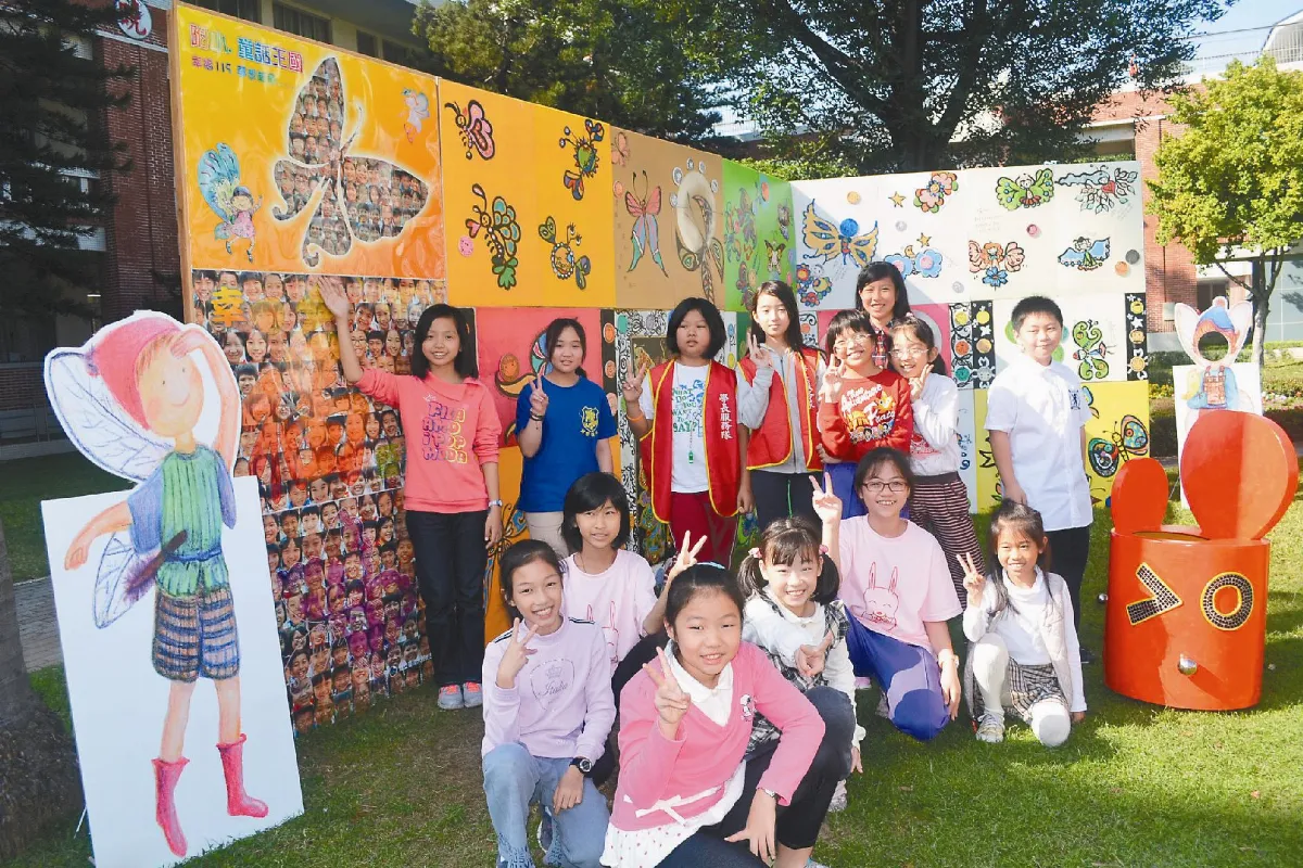 台南附小慶生 彩繪蝴蝶幸福牆