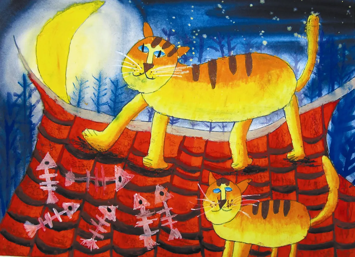 快樂塗鴉簿  屋頂上的貓