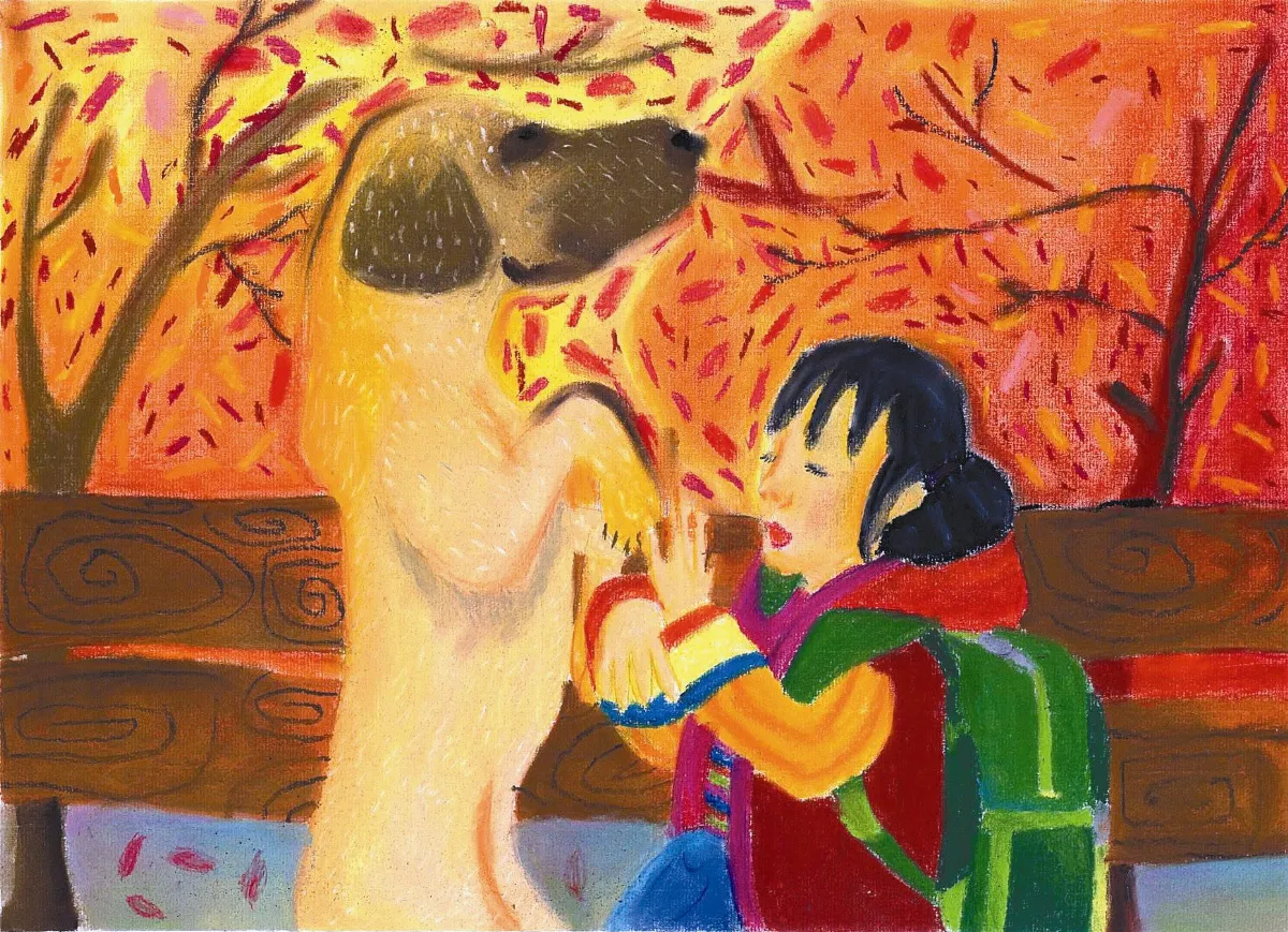 快樂塗鴉簿 女孩與狗