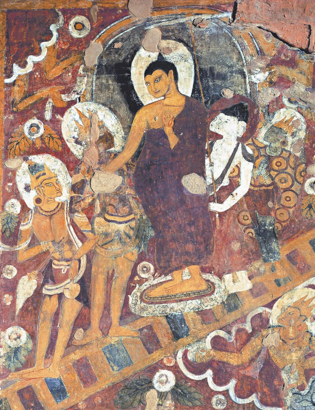 世界佛教美術圖說大辭典‧繪畫卷   佛陀自忉利天返人間圖