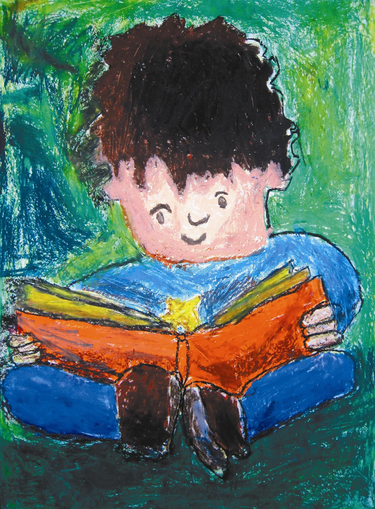 快樂塗鴉簿   愛讀書的小男孩