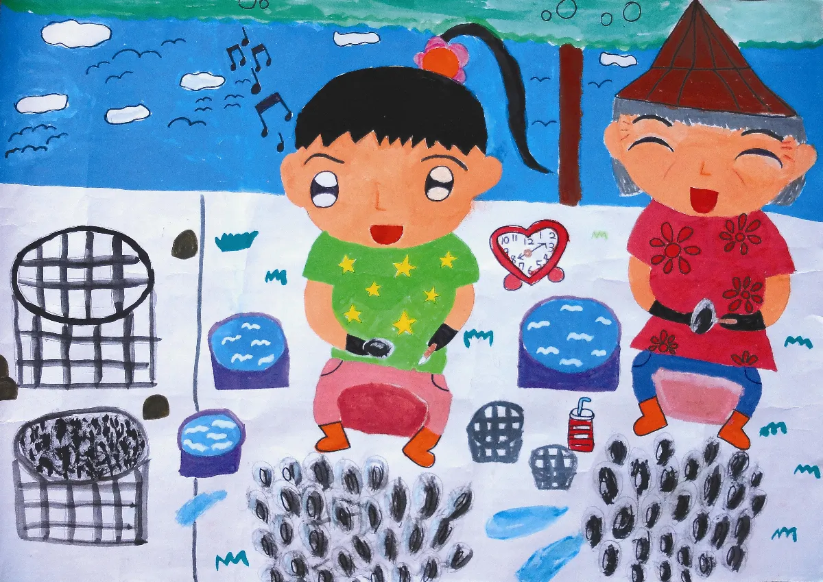 快樂塗鴉簿 剝蚵一景