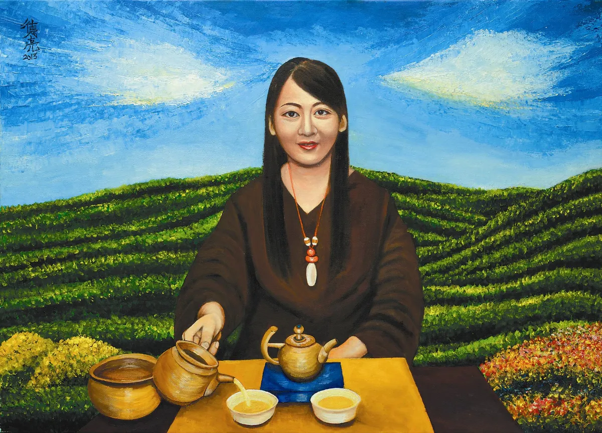 茶席在奼紫嫣紅茶園間