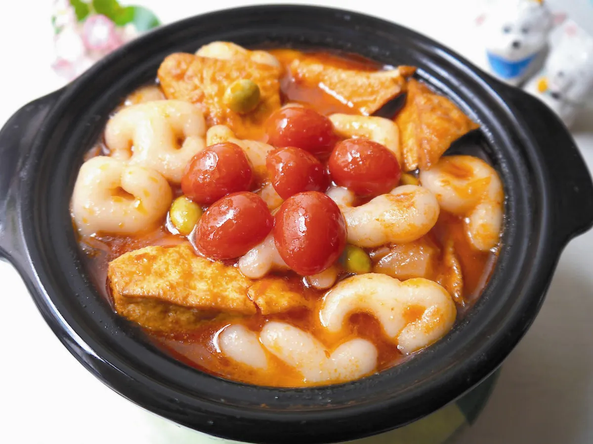 美味私房料理茄汁年糕豆腐煲