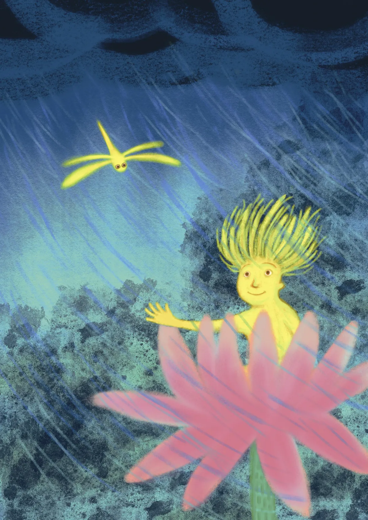 浮世畫框雨中的睡蓮