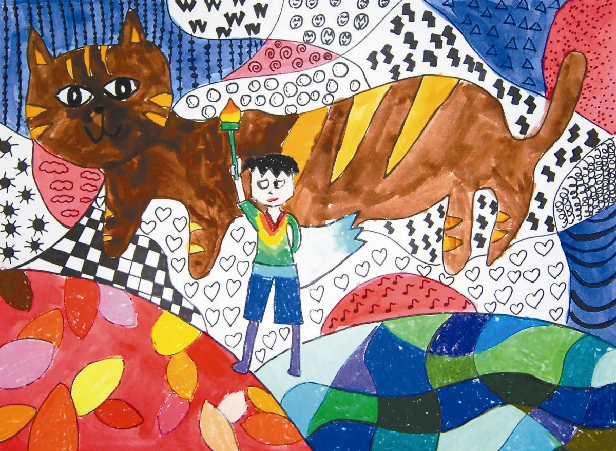 快樂塗鴉簿 火炬少年與貓