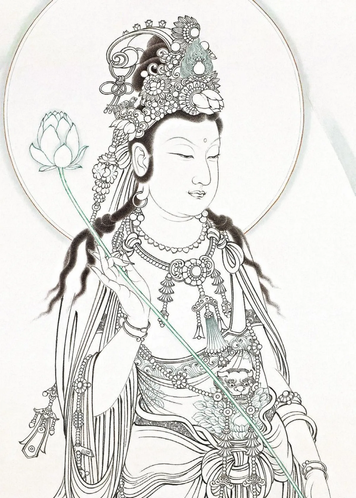 【唯心‧林季鋒當代精筆水墨白描】 南無大勢至菩薩