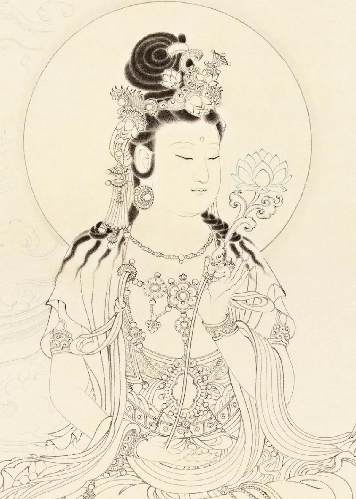 【唯心‧林季鋒當代精筆水墨白描】 南無大行普賢菩薩