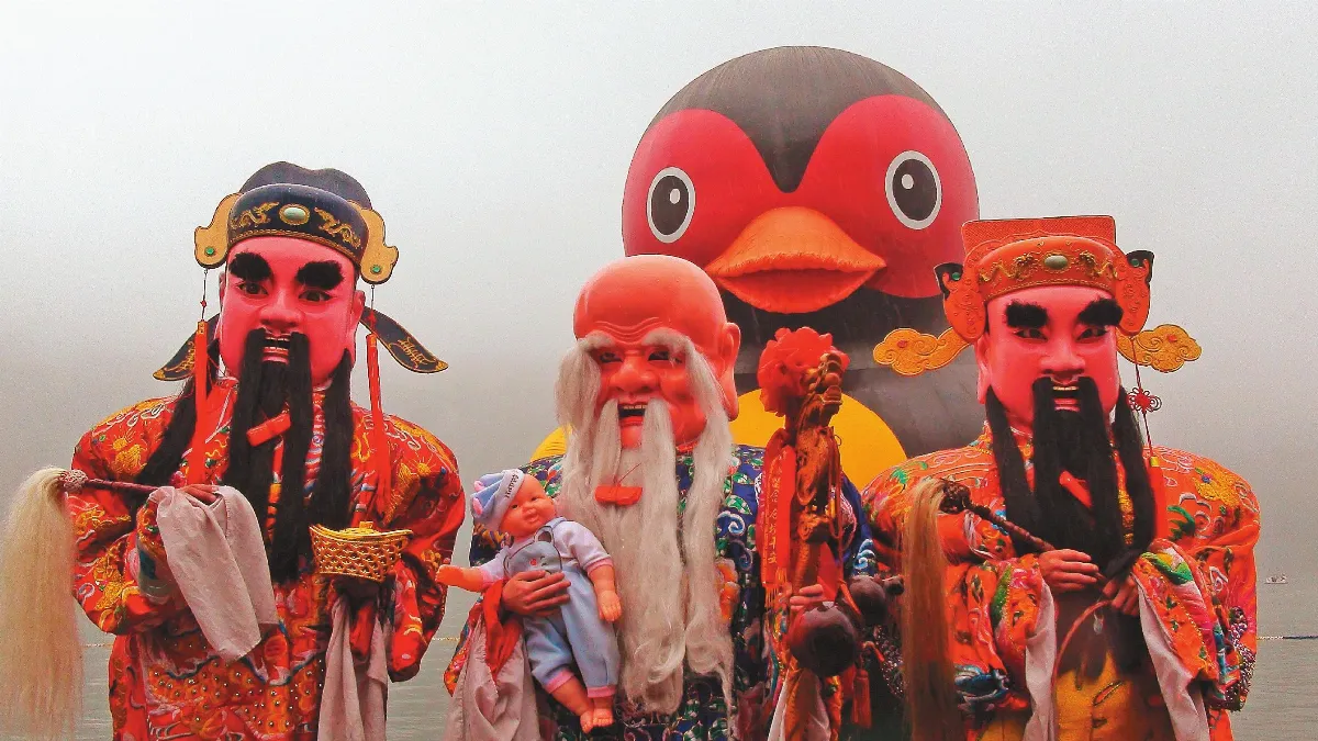 福祿壽報喜紅面番鴨集氣招財