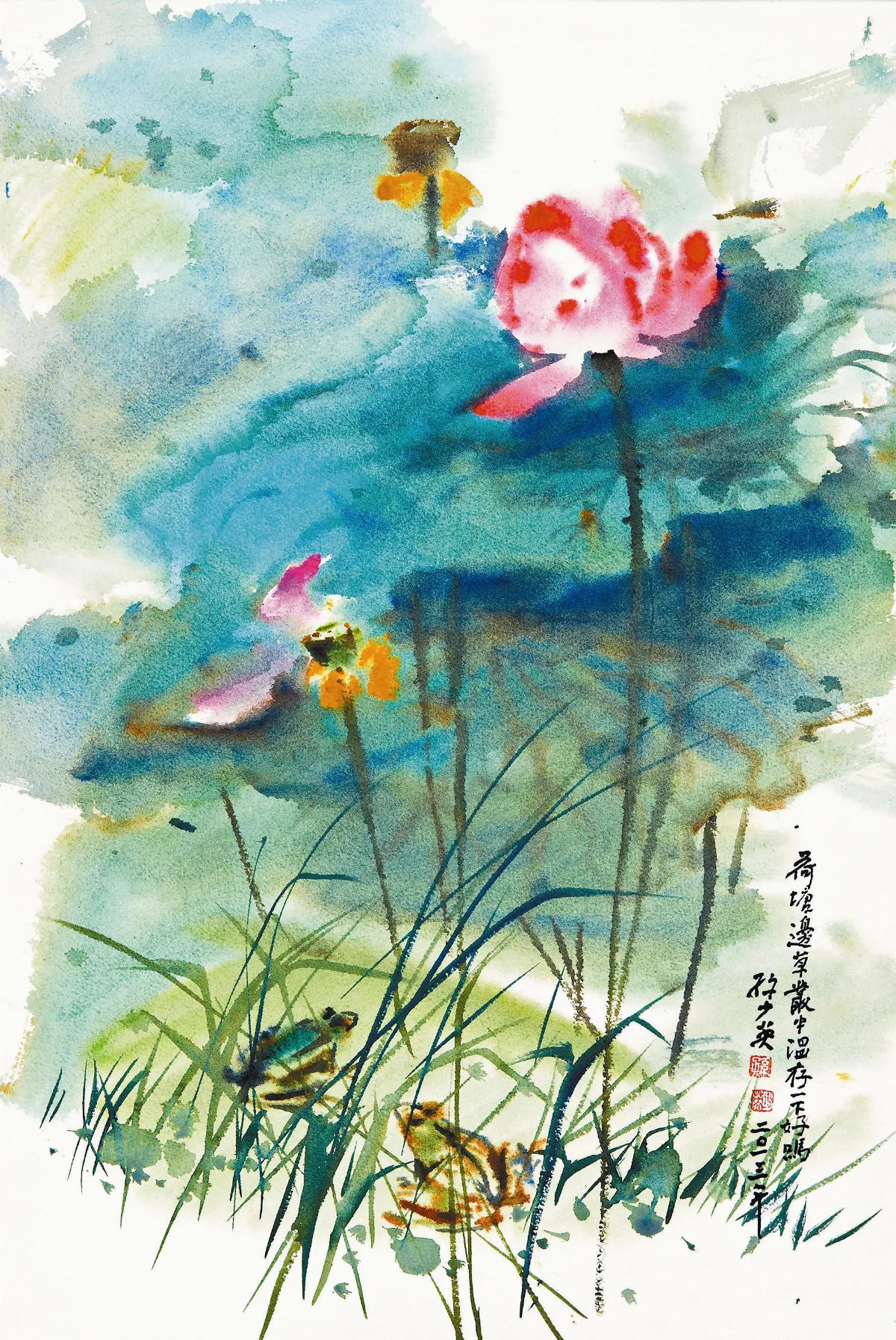 【荷風蘭韻‧孫少英個展】 荷邊溫存