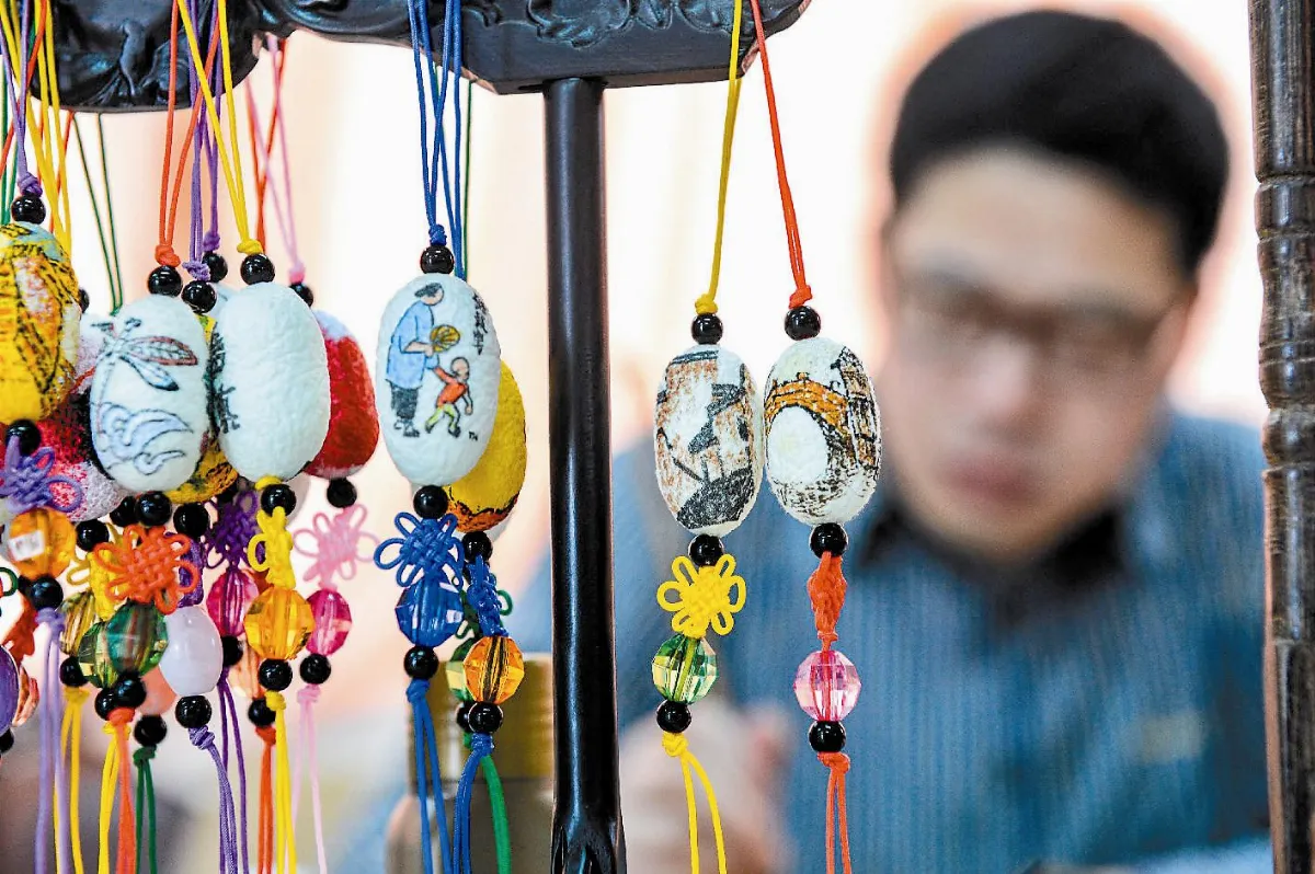 江南蠶繭畫  水鄉風情