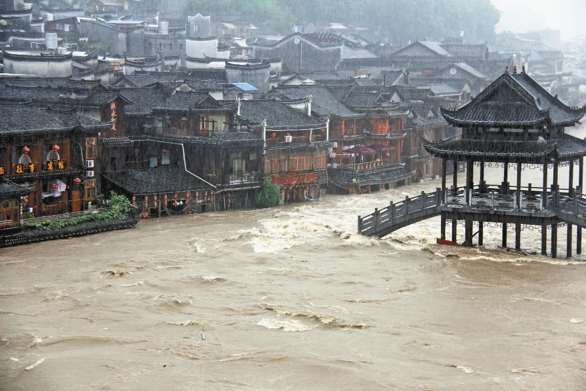湖南暴雨 水淹鳳凰古城