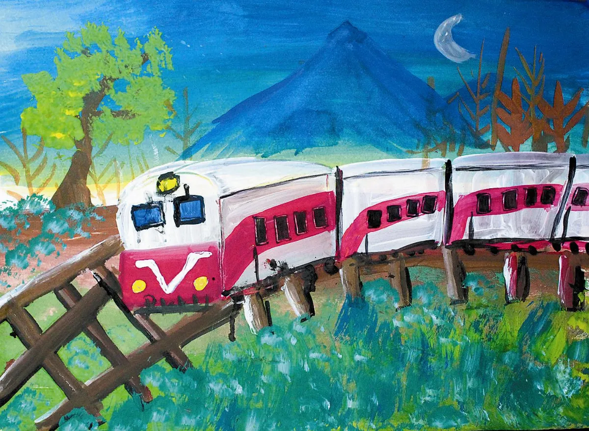 童畫天地 火車壓印技法