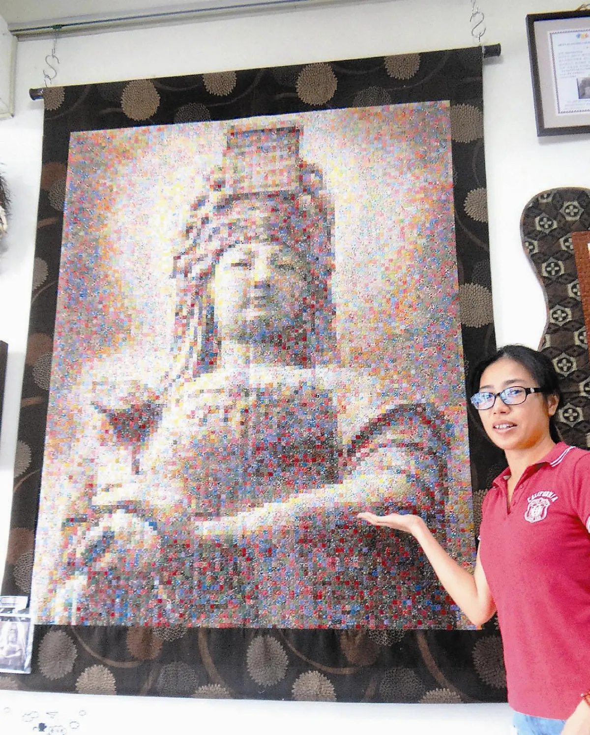 13000片碎布 拼出北港媽祖像