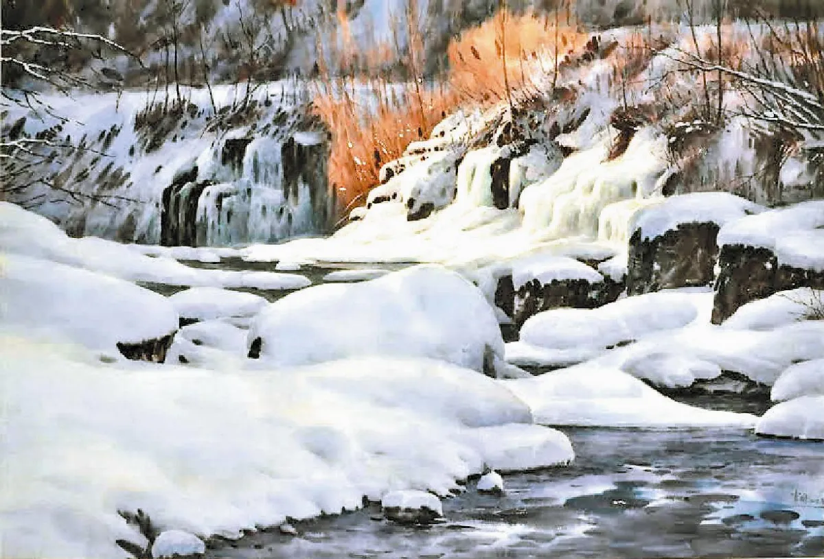 水彩雪景似照片 白色詩篇