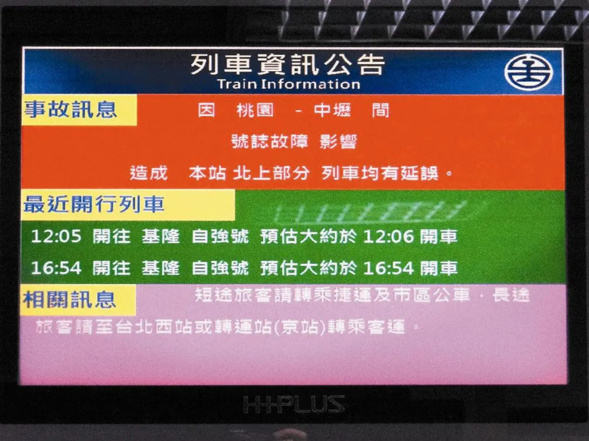 台鐵發生事故 大型LCD顯示