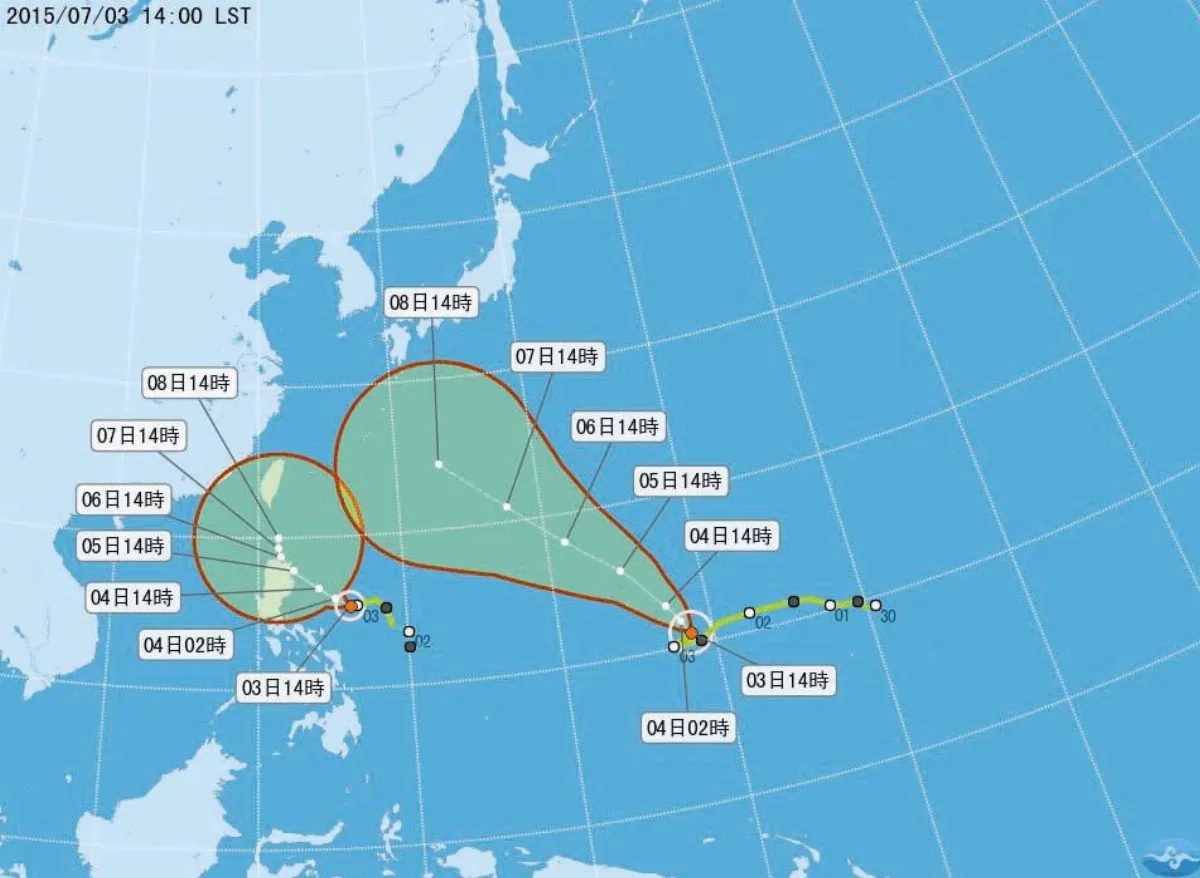 雙颱逼近 蓮花明起影響台灣