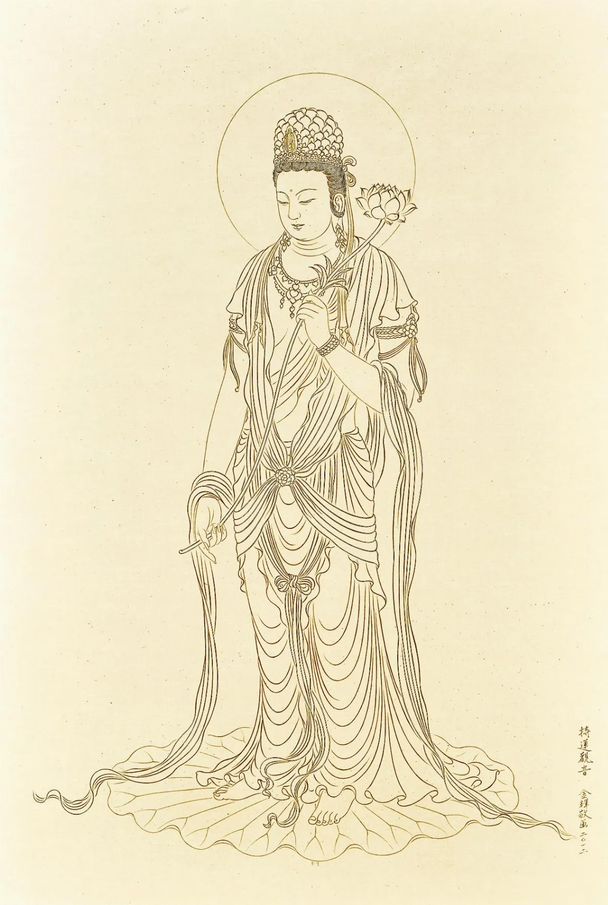 【揮灑永恆的莊嚴─施金輝紀念巡迴展】白描觀音菩薩