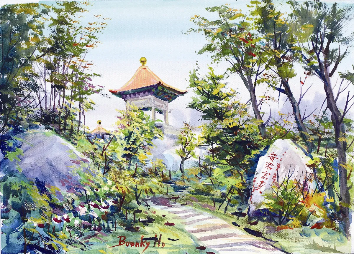 【人間淨土—何文杞彩繪佛館百景捐贈畫展】 安樂富貴鐘鼓樓