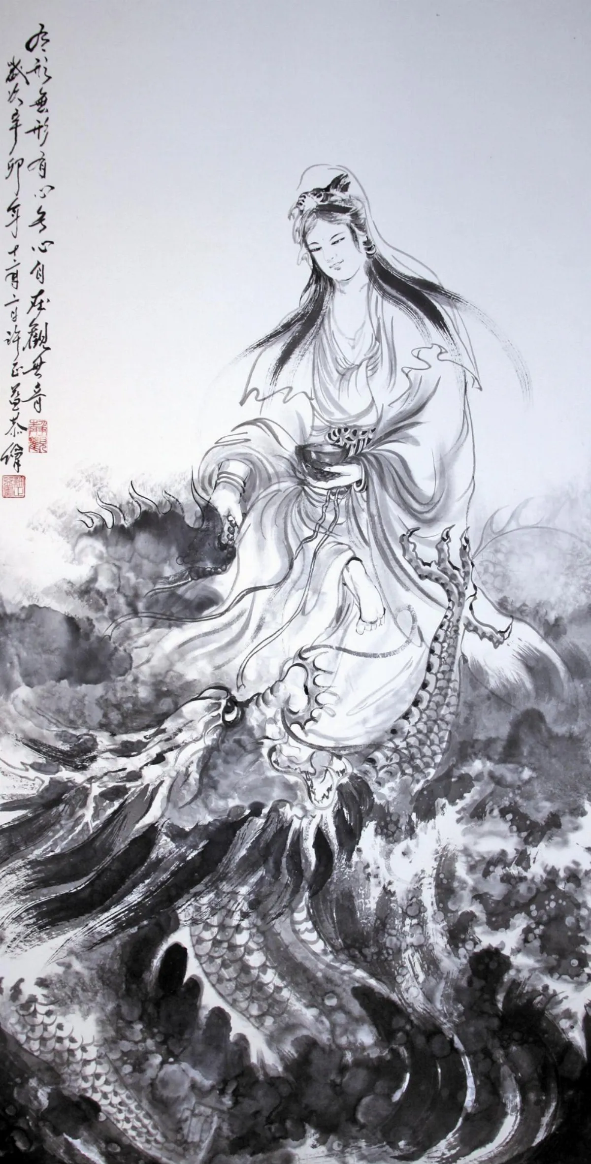 【佛心自在─許正益佛像彩墨創作展】 觀音賜福