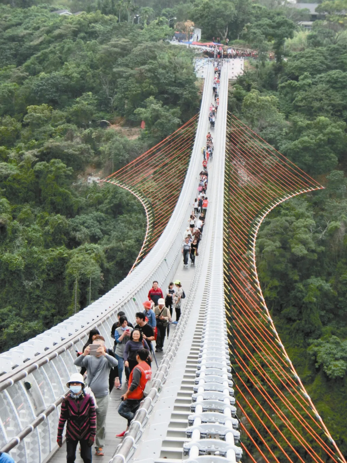 危險 遊客超標 硬擠山川吊橋