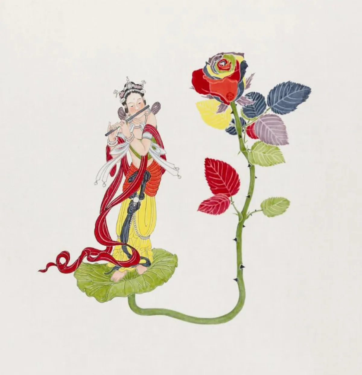 人間．菩薩．畫 隨順眾生 帶刺的玫瑰花和笛子