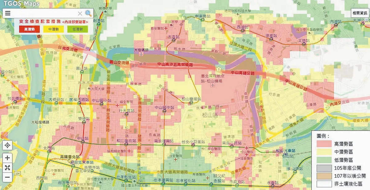 土壤液化 高潛勢區 驚見松機、捷運站