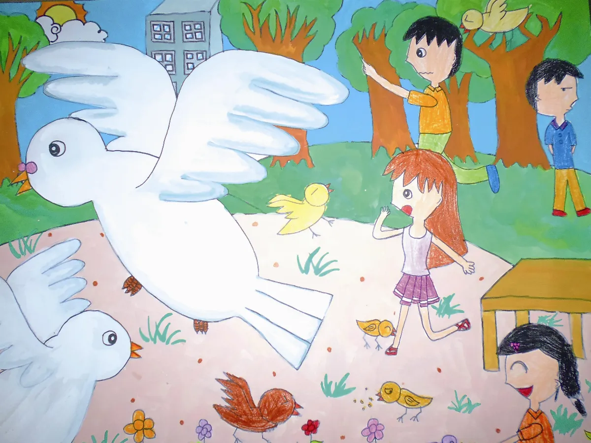 快樂塗鴉簿 餵鴿子