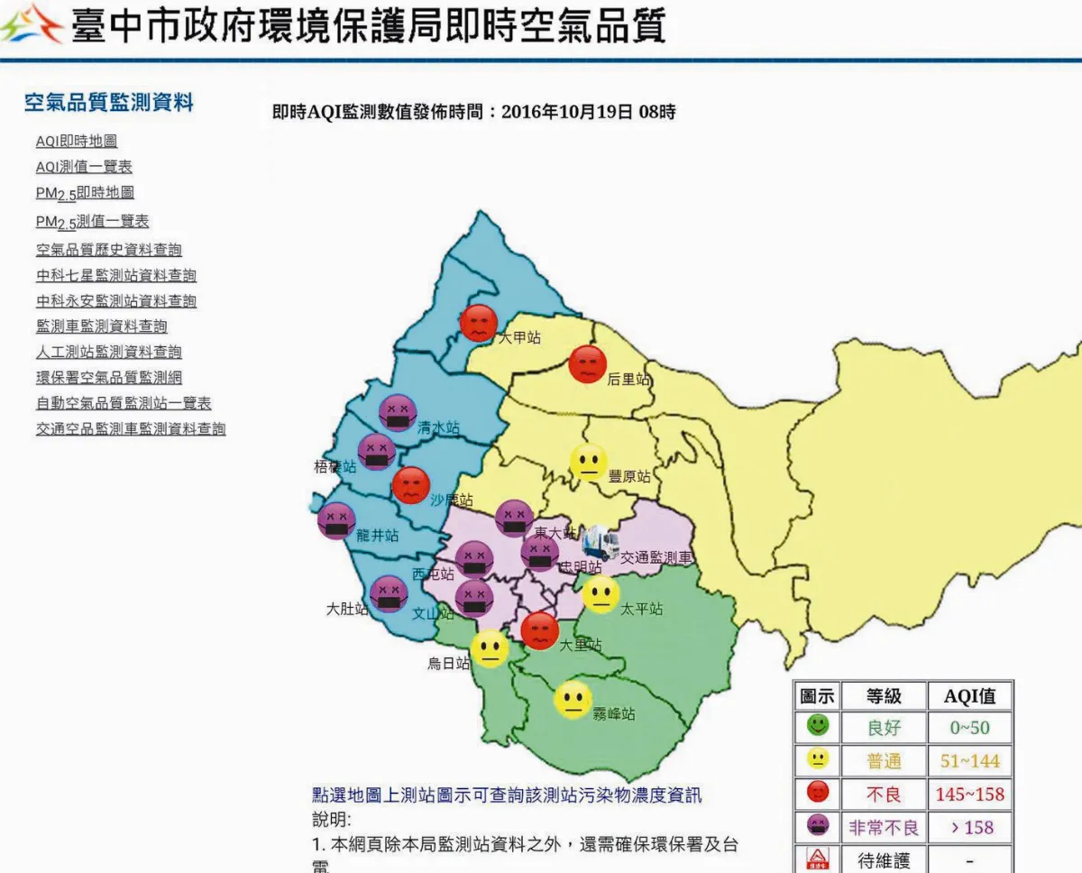 半個台中紫爆 出門最好戴口罩