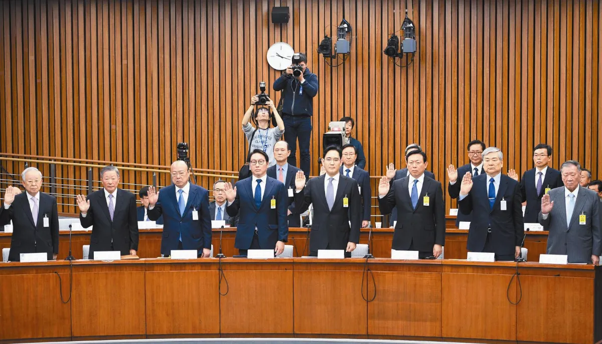 前所未見 民眾高喊：把他們關起來 閨密門聽證會 韓企9巨頭國會受拷問