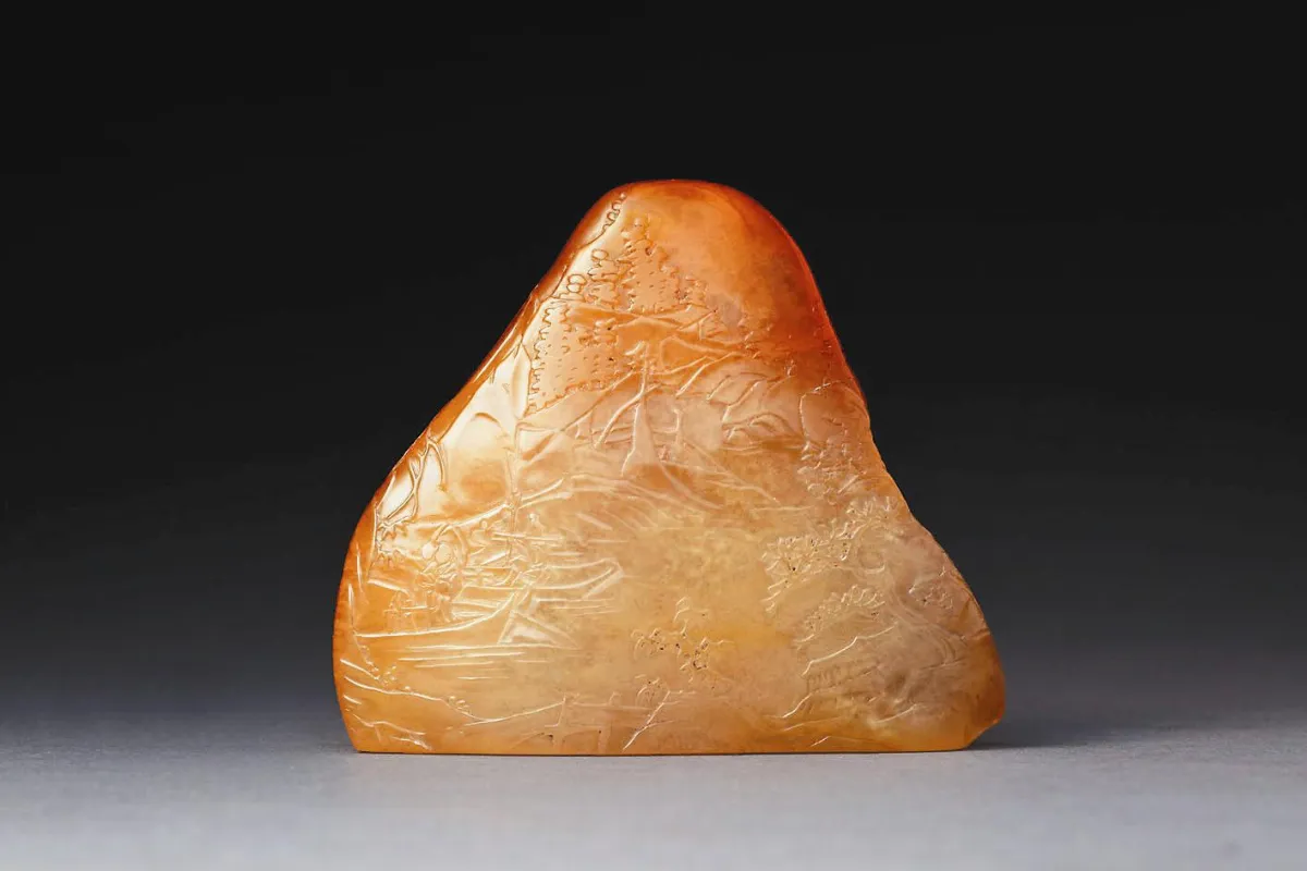 【清卿薄意】 漁歌晚唱 薄意隨形章