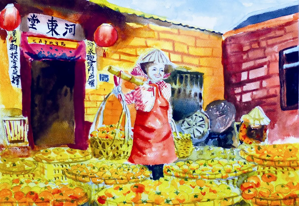 快樂塗鴉簿 晒柿子