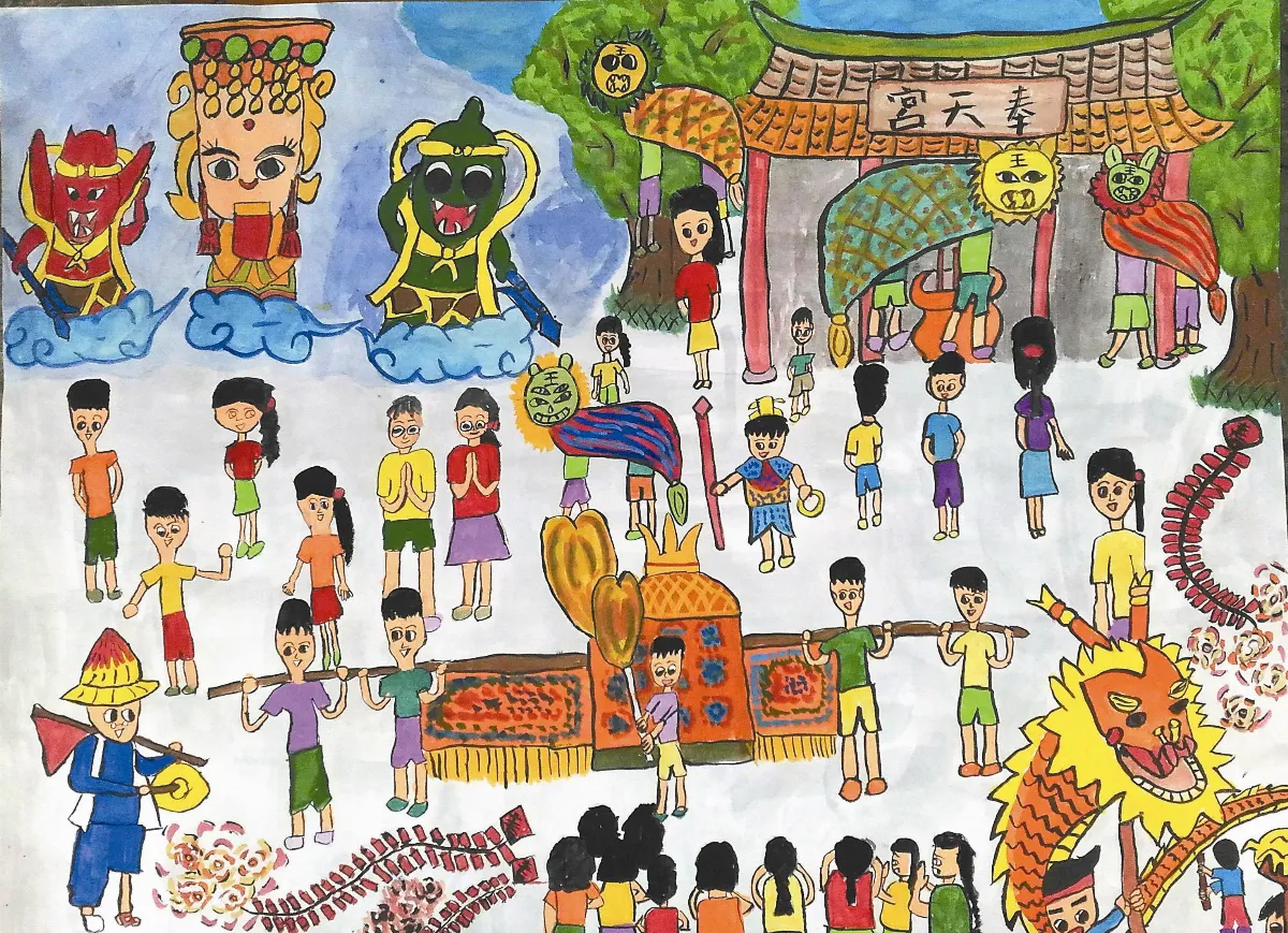快樂塗鴉 簿 熱鬧的廟會
