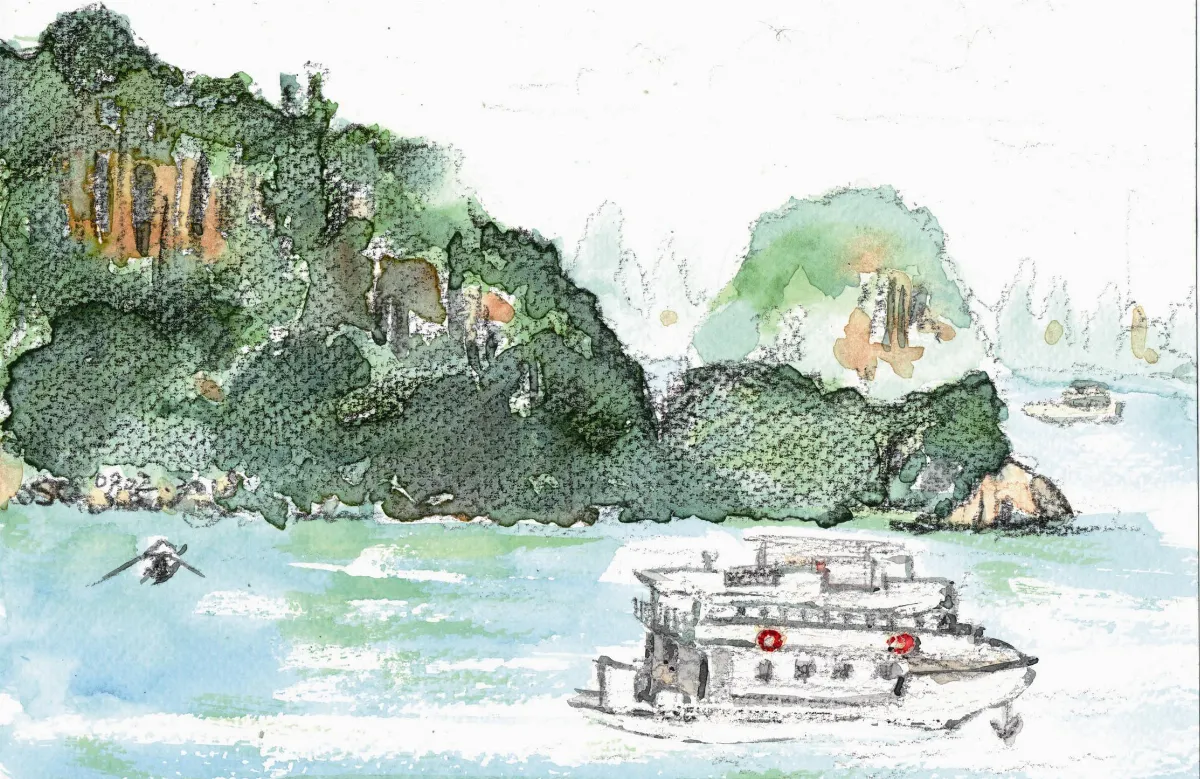 世界行旅 行舟畫屏上