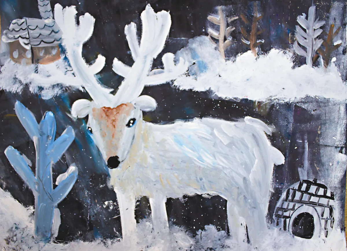 快樂塗鴉 簿 雪地裡的馴鹿