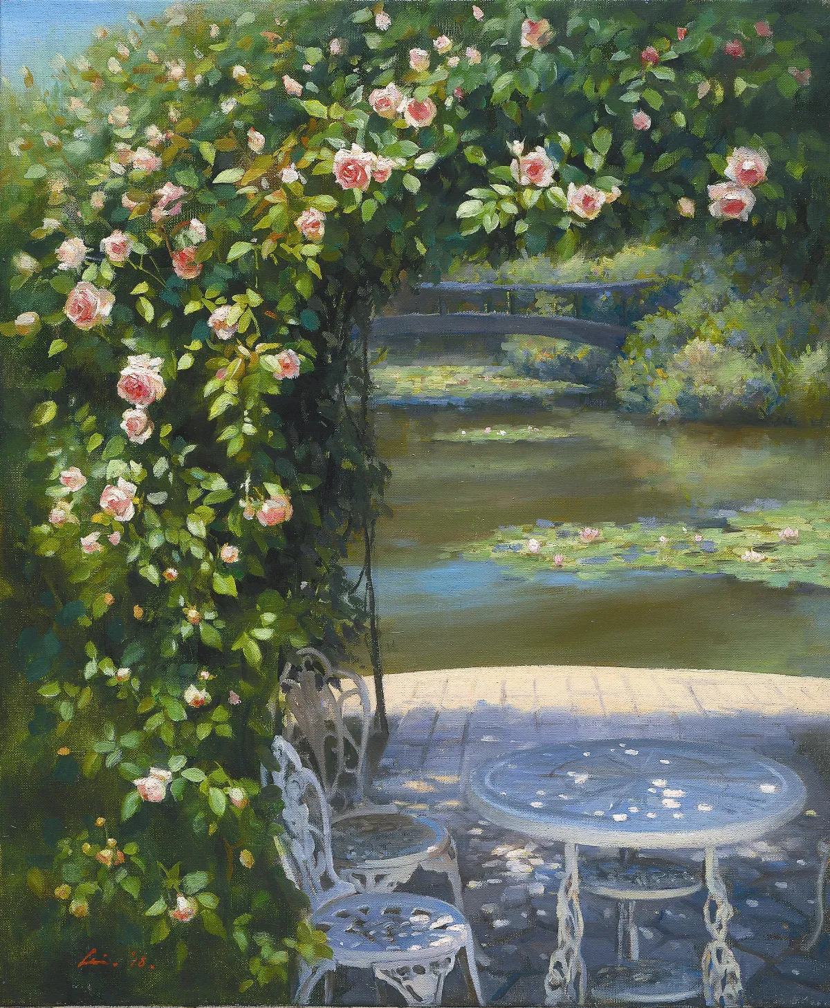 【溢彩浮香．雷琴創作個展】涼亭與水池