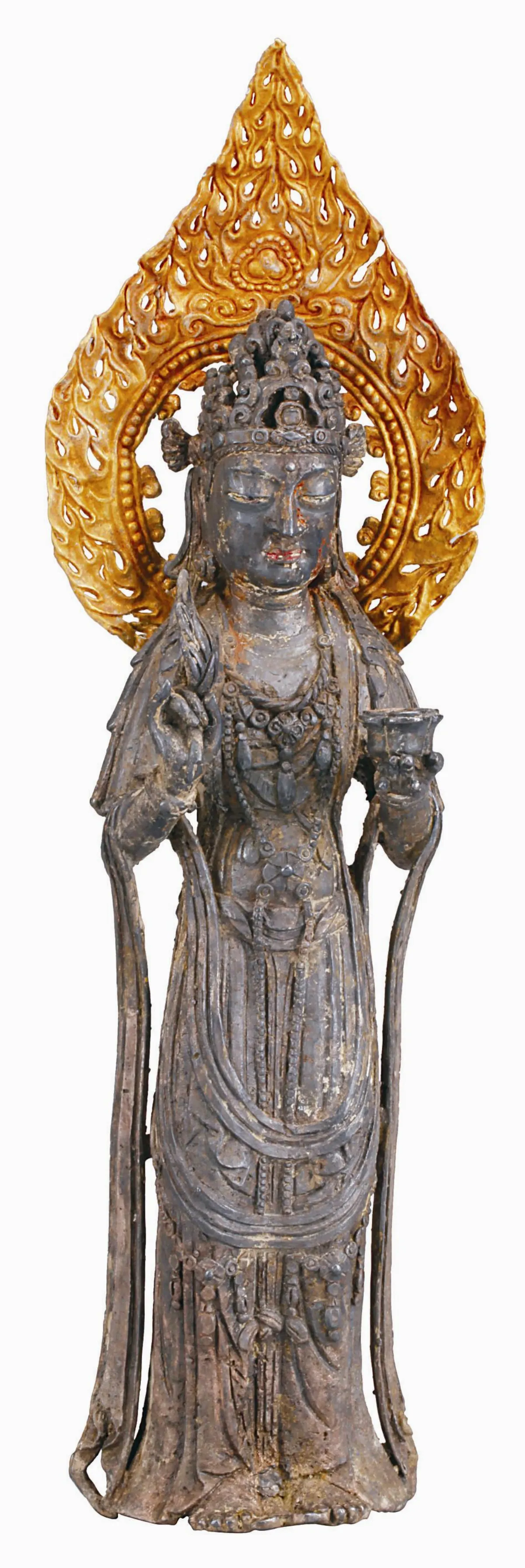 妙香秘境──雲南佛教藝術展  金背光銀楊枝觀音立像