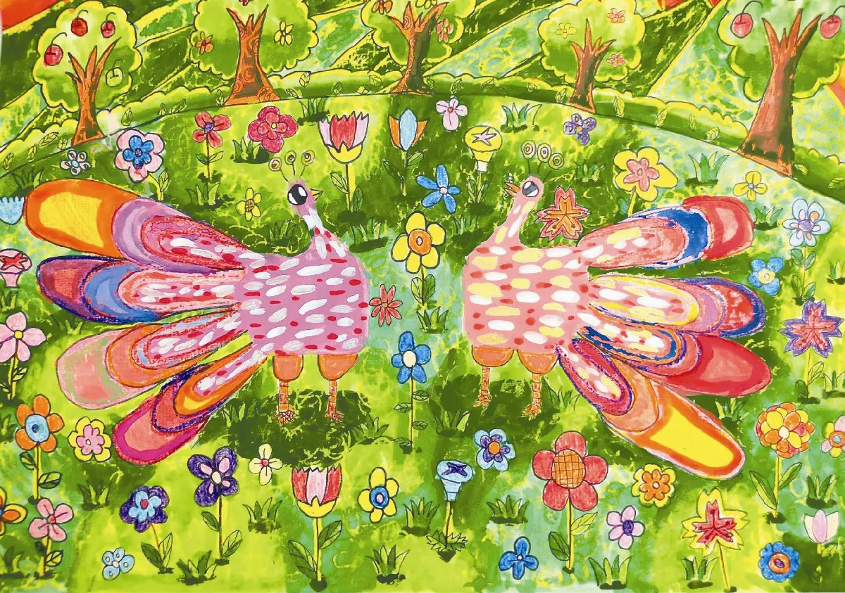 快樂塗鴉簿  雙飛敞畫屏