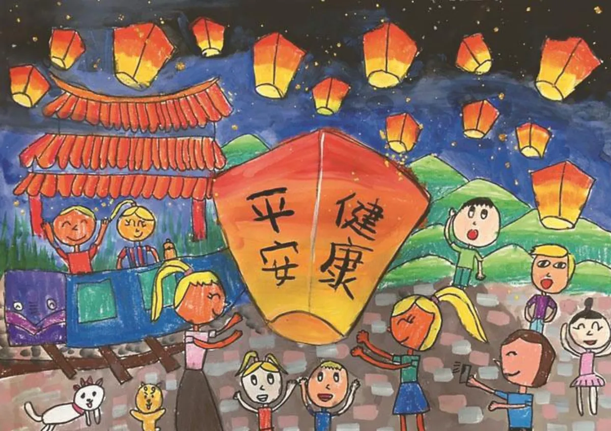 快樂塗鴉簿 放天燈的小女孩