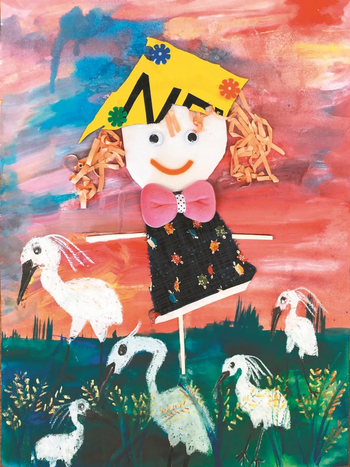 快樂塗鴉簿 稻草人與鶴