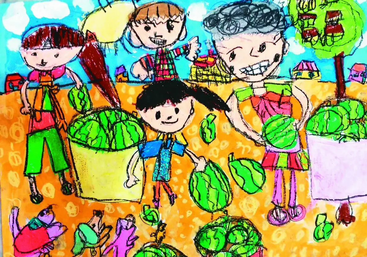 快樂塗鴉 簿 幫奶奶賣西瓜