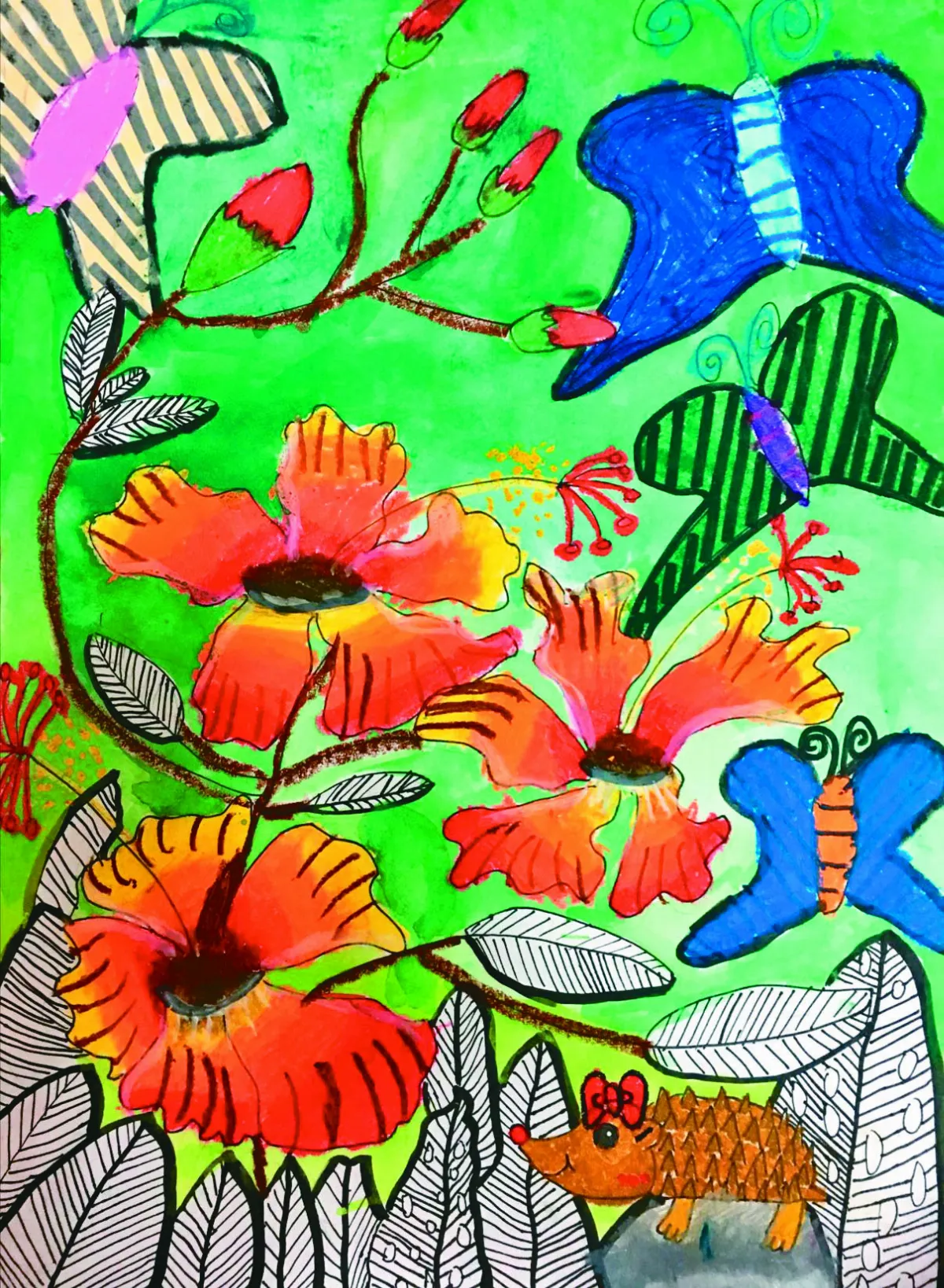 快樂塗鴉簿 盛開的朱槿