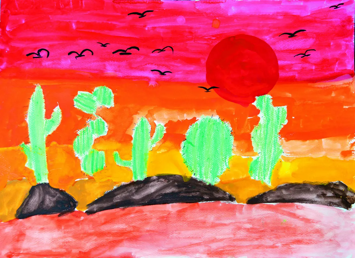 快樂塗鴉 簿 沙漠夕照 陳靚瑄 彰化縣田中國小二年四班